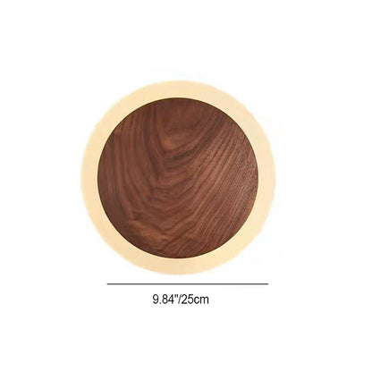 Japanese Black Walnut Round Shade LED Wall Sconce Lamp