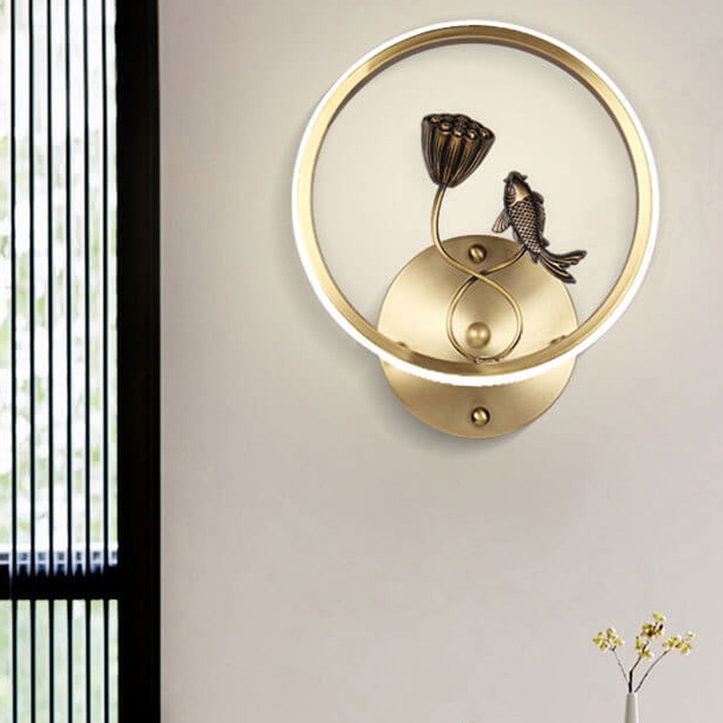 Chinese Lotus Pond Landscape Design LED Wall Sconce Lamp