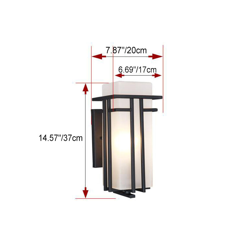 Chinese Glass Lampshade 1-Light Outdoor Wall Sconce Lamp