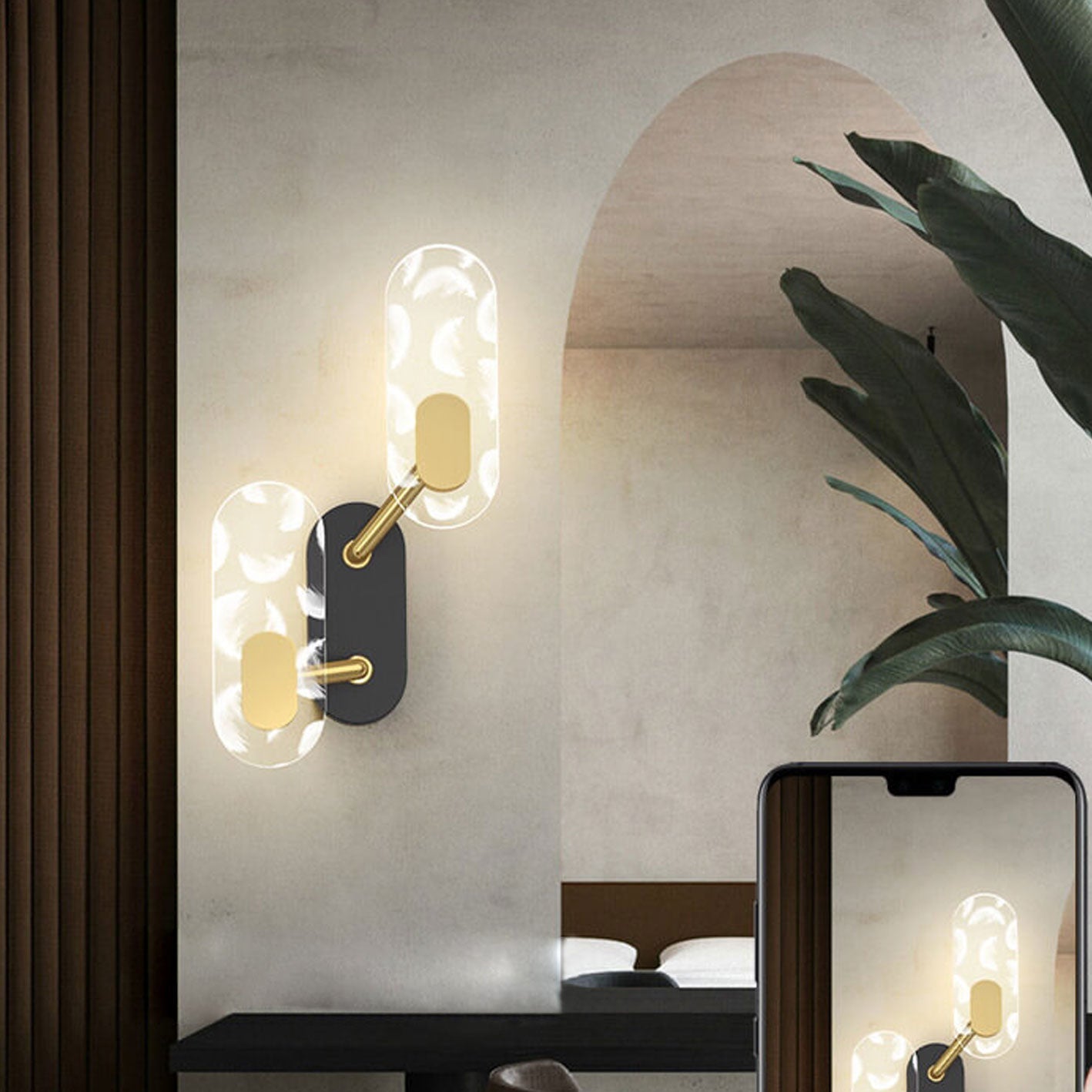 Creative Acrylic Ring Black Gold LED Wall Sconce Lamp