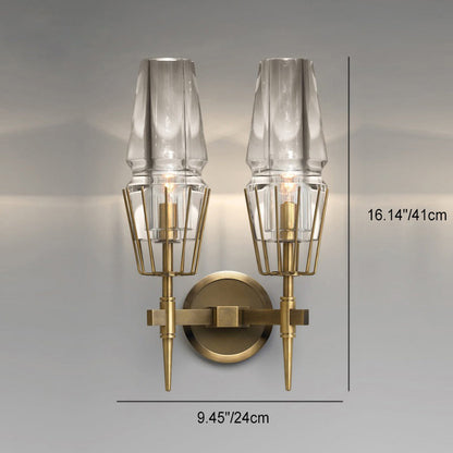Retro Iron Glass Cylinder 1/2 Light Wall Sconce Lamp