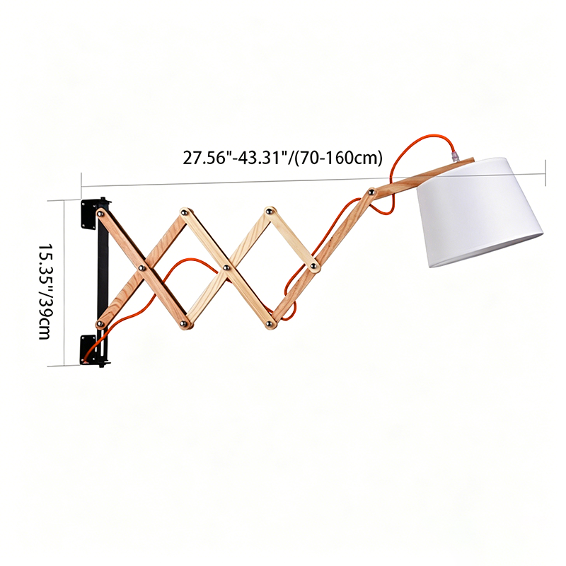 Linen Iron Retractable Rotating 1-Light Wall Sconce Lamp