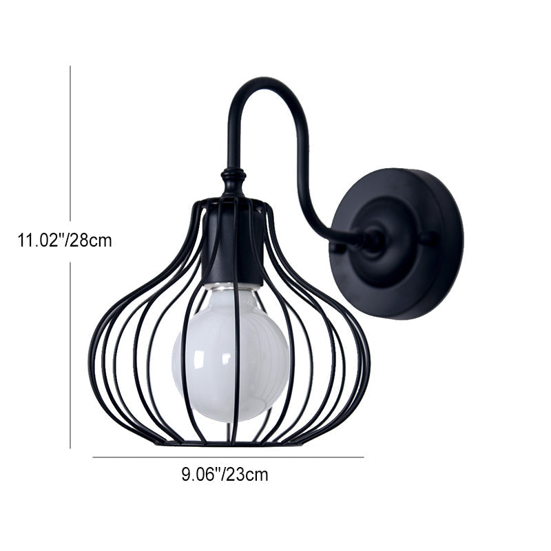 Iron Frame Pumpkin Shape 1-Light Wall Sconce Lamp