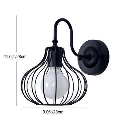 Iron Frame Pumpkin Shape 1-Light Wall Sconce Lamp
