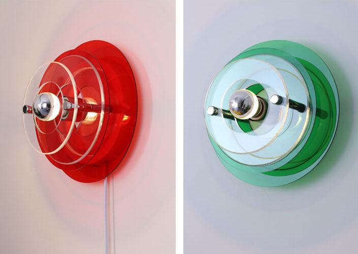 Stained Round Light Shadow Acrylic 1-Light Wall Sconce Lamp