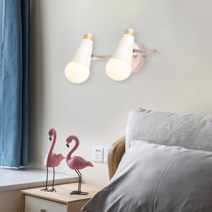 Simplicity Wood Iron Horn Cone 1/2/3 Light Wall Sconce Lamp