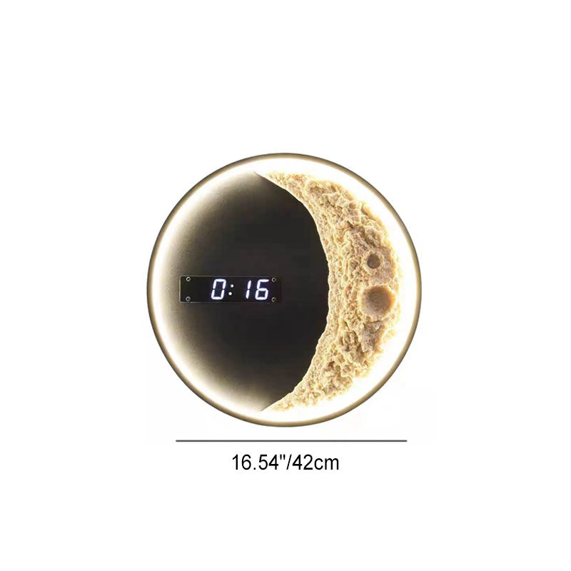 Round Clock Hardware Aluminium Resin LED Wall Sconce Lamp