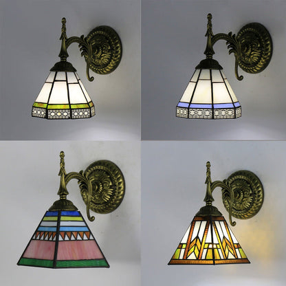 Tiffany Square Stained Glass 1-Light Wall Sconce Lamp