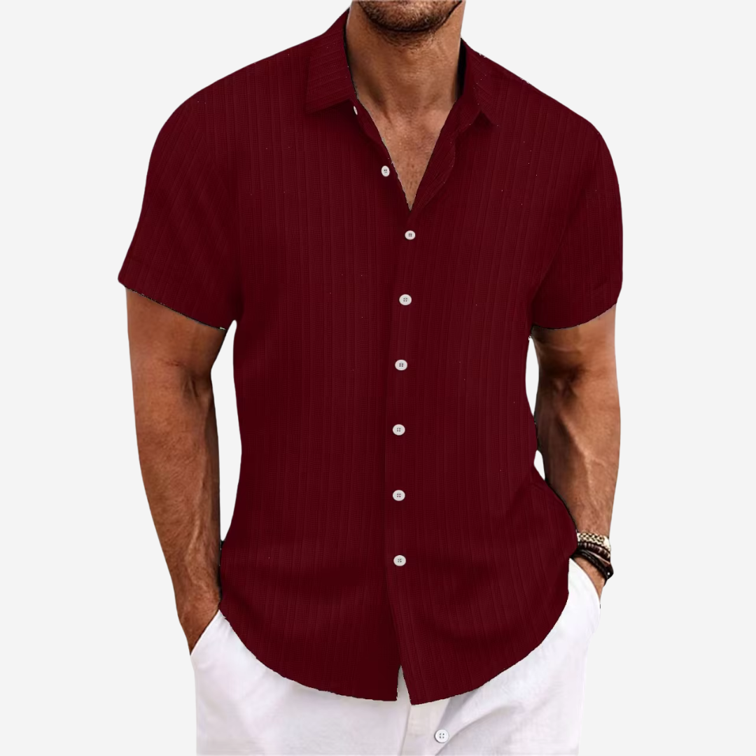 Linen Cotton Shirt with Open Stitch, Regular Fit