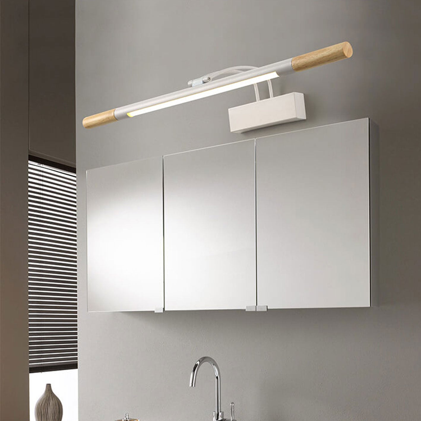 Solid Curved Arm Long Vanity Light LED Wall Sconce Lamp