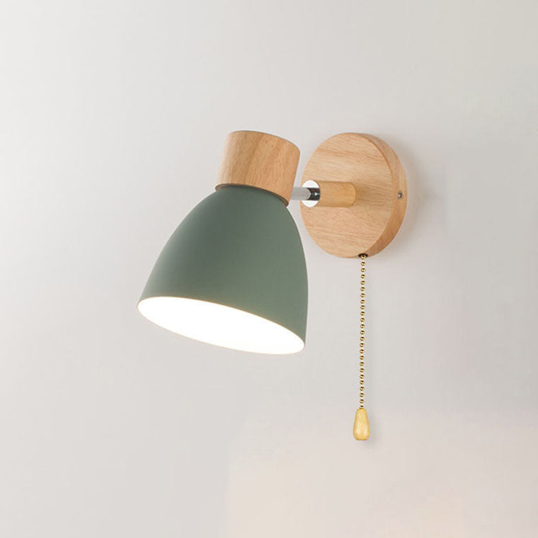 Solid Color Macaron Iron Wood 1-Light Wall Sconce Lamp