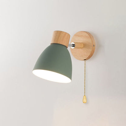 Solid Color Macaron Iron Wood 1-Light Wall Sconce Lamp
