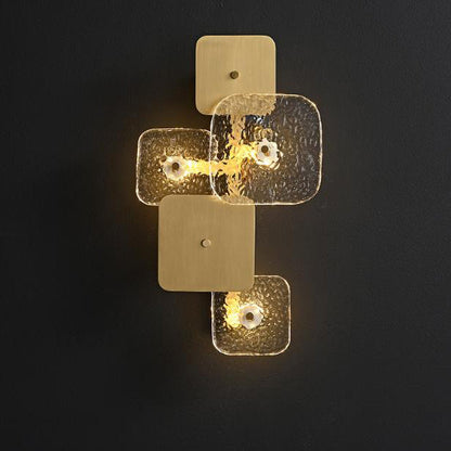 Post-modern Brass Patchwork Square LED Wall Sconce Lamp