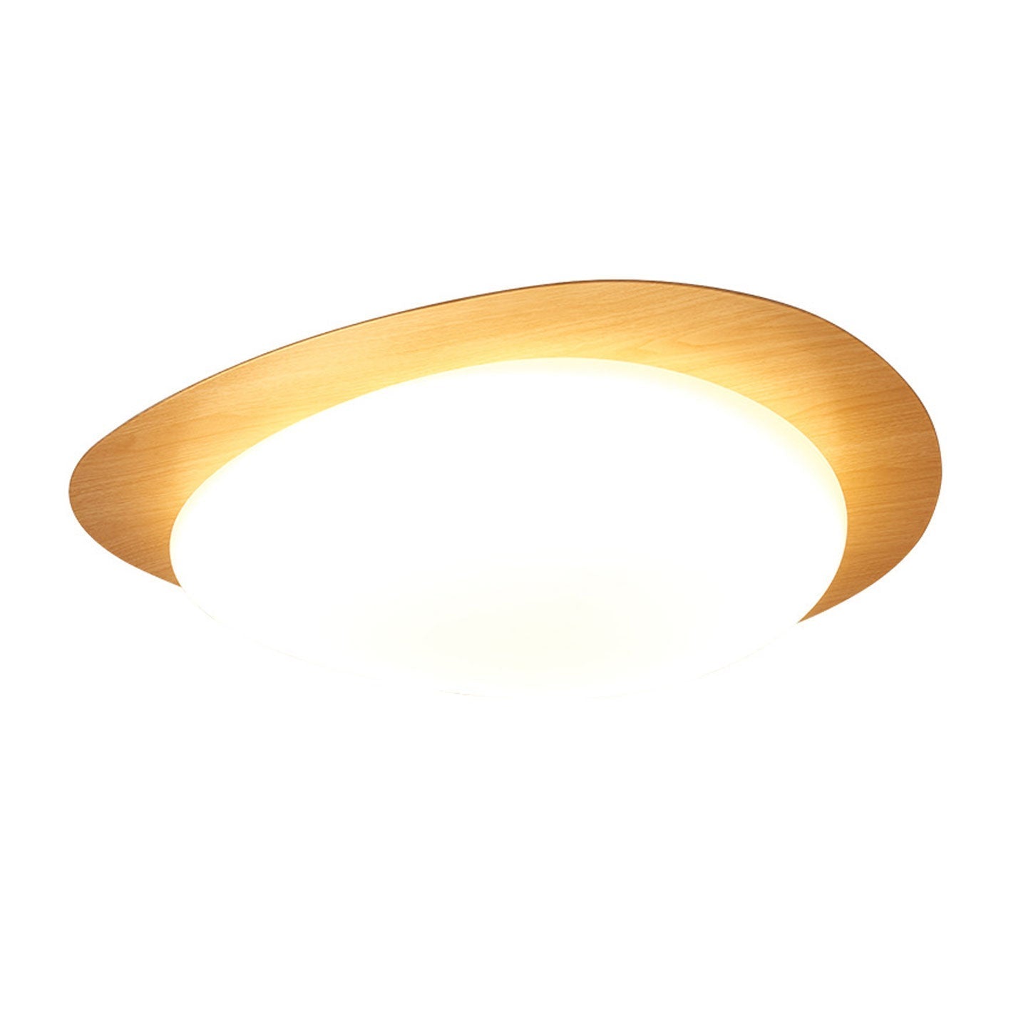 Nordic Iron Wood Grain Pebble LED Flush Mount Light