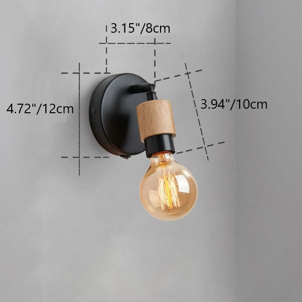 Wooden Board Iron Glass Lamp Head 1-Light Wall Sconce Lamp