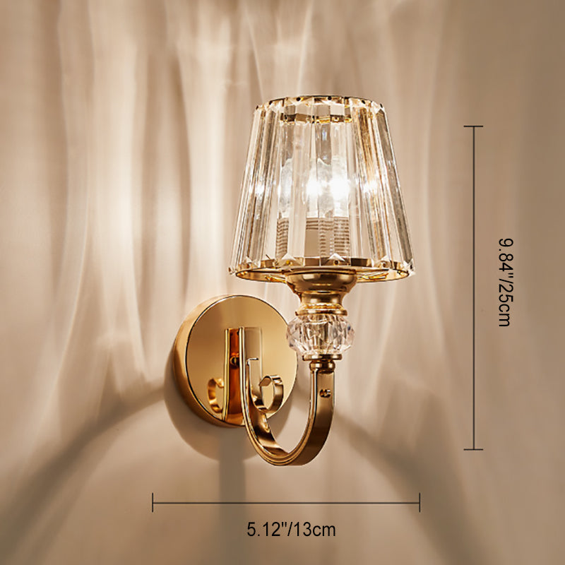 Round Trapezoidal Hardware Crystal 1-Light Wall Sconce Lamp