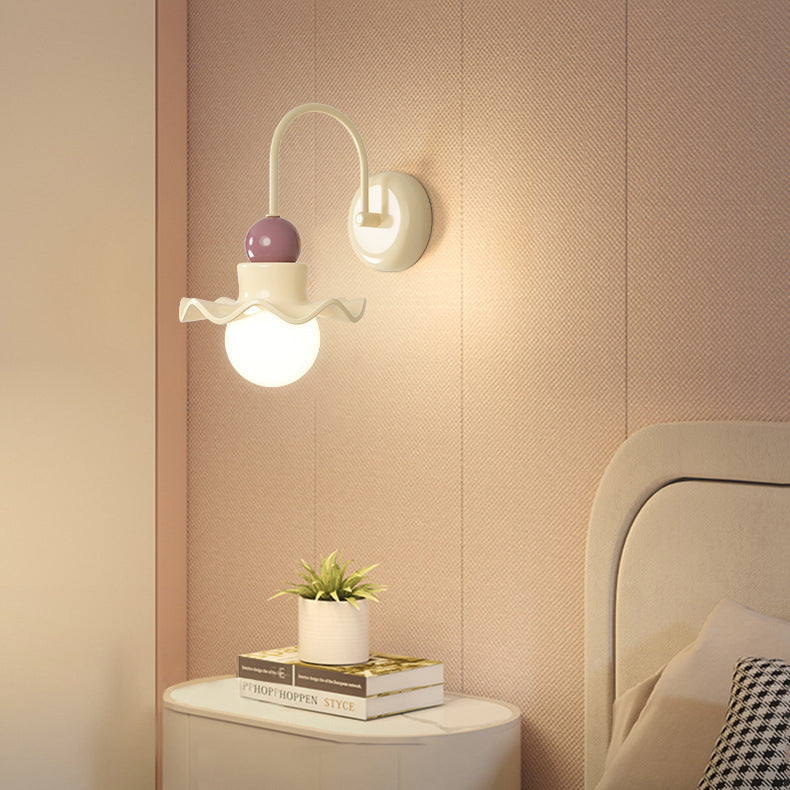 Round Disc Base PE Resin Iron 1-Light Wall Sconce Lamp