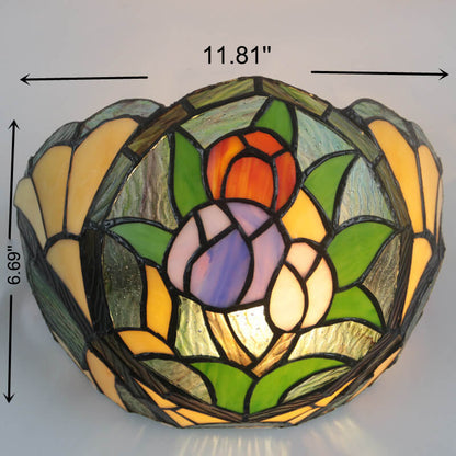 Tiffany Flower Stained Glass Bowl 1-Light Wall Sconce Lamp