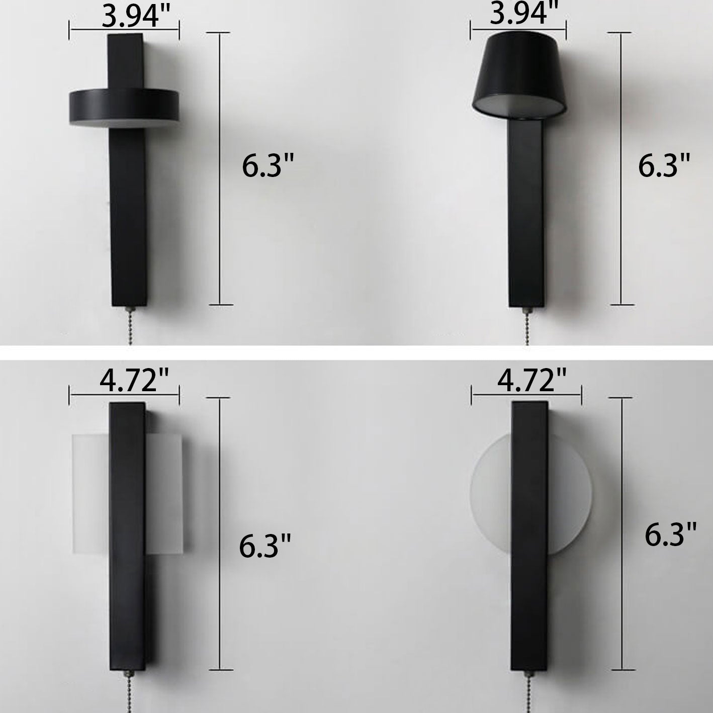 Wrought Iron Acrylic Pull Wire Switch LED Wall Sconce Lamp