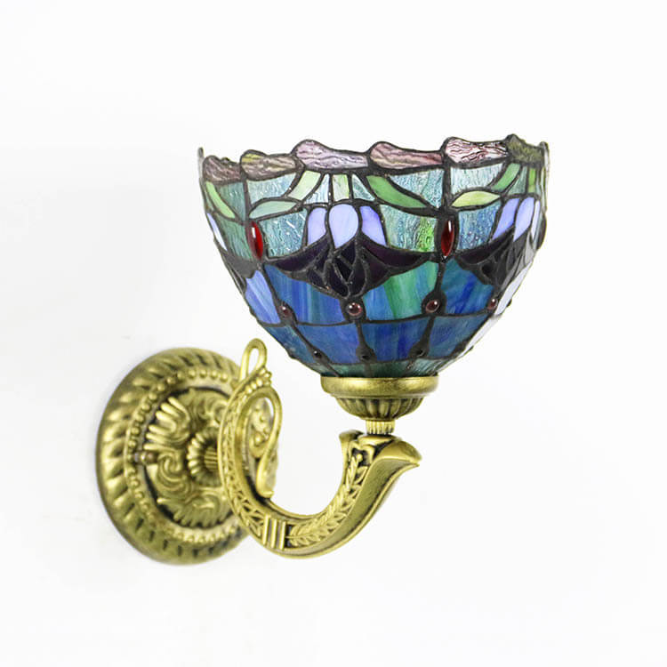Tiffany Zinc Alloy Stained Glass 1-Light Wall Sconce Lamp