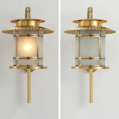 Chinese Copper Lantern Design 1-Light Wall Sconce Lamp