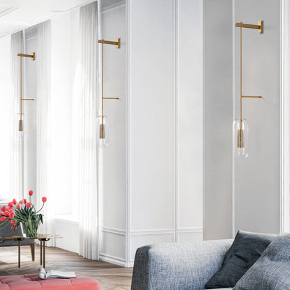 Strip Cylinder Iron Glass 1-Light Wall Sconce Lamp