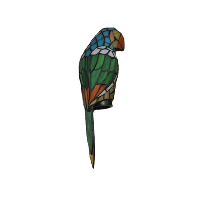 Tiffany Parrot Stained Glass 2-Light Wall Sconce Lamp