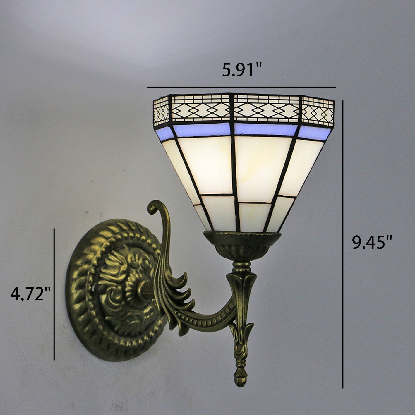 Tiffany Square Stained Glass 1-Light Wall Sconce Lamp