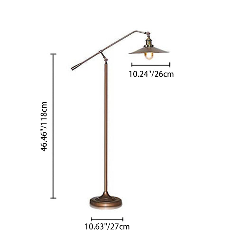 Industrial Bronze 1-Light Boom Arm Standing Floor Lamps