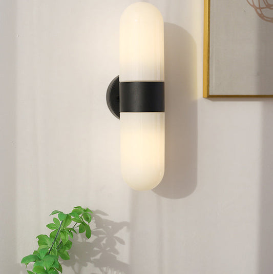 Minimalist Capsule Iron Glass 2-Light Wall Sconce Lamp