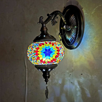 European Exotic Cracked Glass 1-Light Wall Sconce Lamp