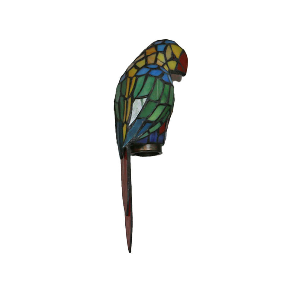 Tiffany Parrot Stained Glass 2-Light Wall Sconce Lamp