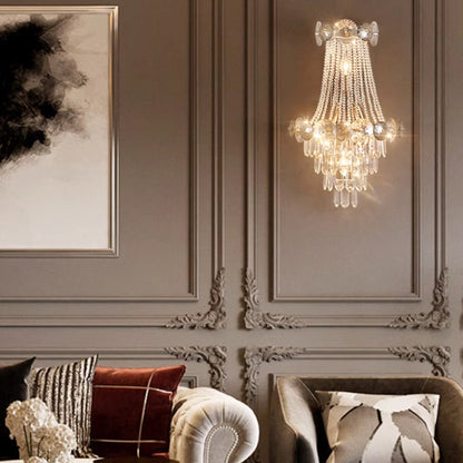 Tassel Triangle Hardware Crystal 3-Light Wall Sconce Lamp