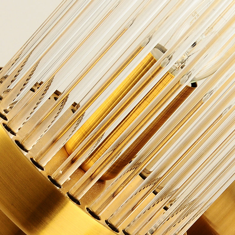 Metal Steel Crystal Column Tower 2-Light Wall Sconce Lamp
