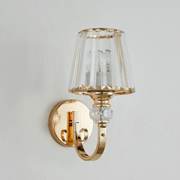 Round Trapezoidal Hardware Crystal 1-Light Wall Sconce Lamp