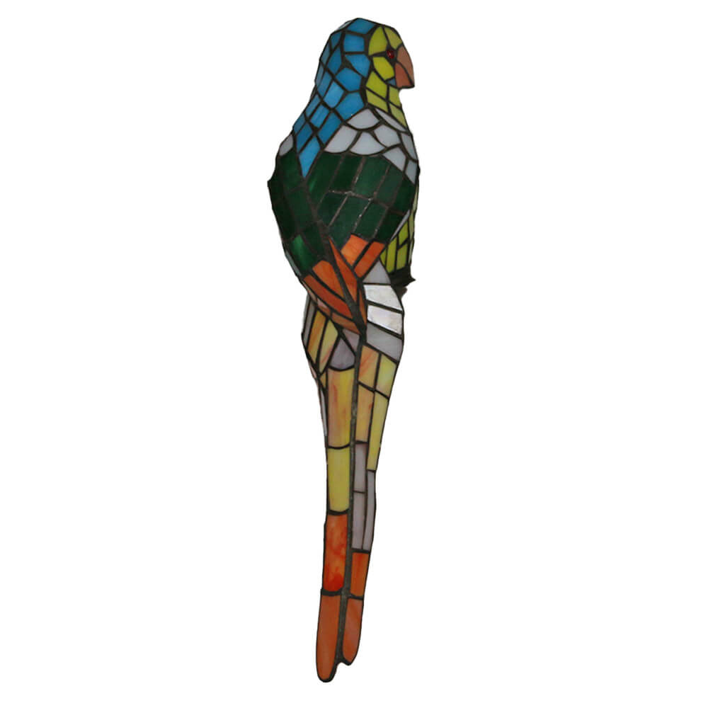 Tiffany Parrot Stained Glass 2-Light Wall Sconce Lamp