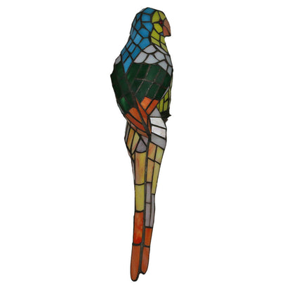 Tiffany Parrot Stained Glass 2-Light Wall Sconce Lamp
