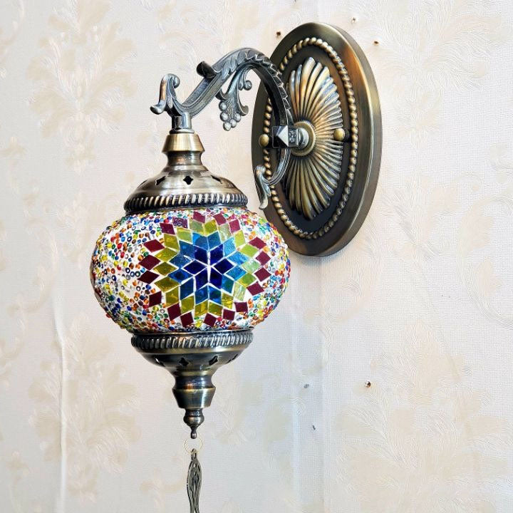 European Exotic Cracked Glass 1-Light Wall Sconce Lamp