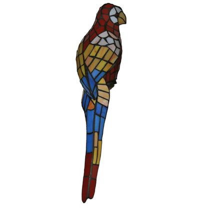 Tiffany Parrot Stained Glass 2-Light Wall Sconce Lamp