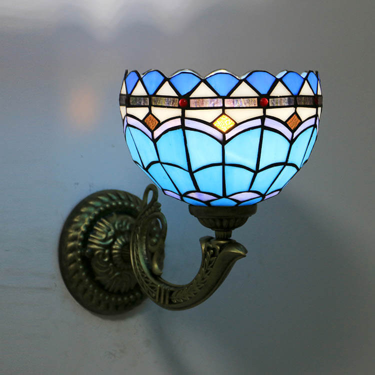 Tiffany Zinc Alloy Stained Glass 1-Light Wall Sconce Lamp