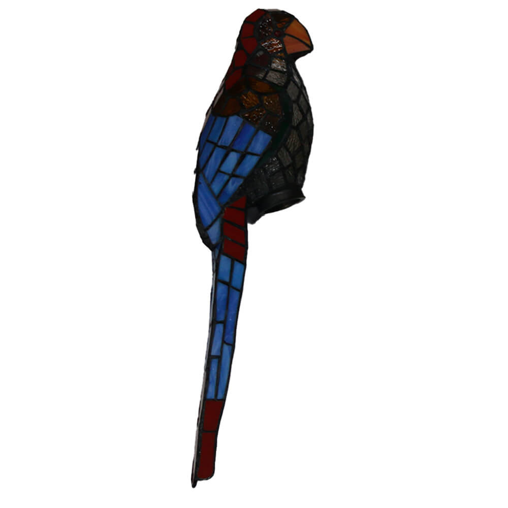Tiffany Parrot Stained Glass 2-Light Wall Sconce Lamp