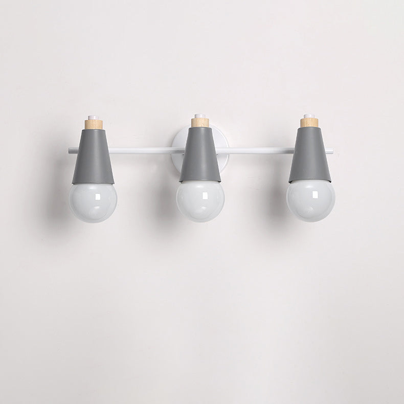 Simplicity Wood Iron Horn Cone 1/2/3 Light Wall Sconce Lamp