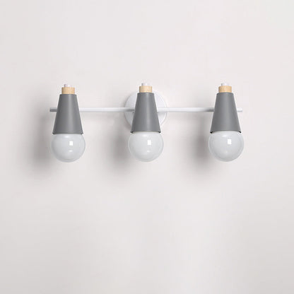 Simplicity Wood Iron Horn Cone 1/2/3 Light Wall Sconce Lamp