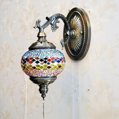 European Exotic Cracked Glass 1-Light Wall Sconce Lamp