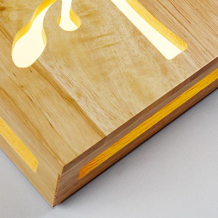 Solid Wood Happy Tree & Antler Pattern LED Wall Sconce Lamp