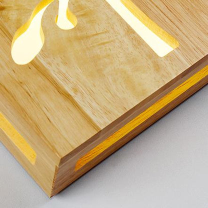 Solid Wood Happy Tree & Antler Pattern LED Wall Sconce Lamp