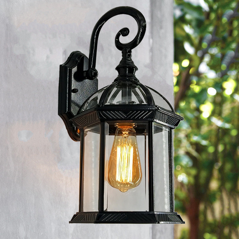Waterproof Glass Hexagonal Prism 1-Light Wall Sconce Lamp