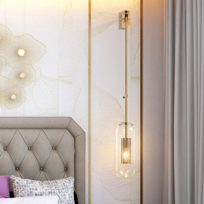 Strip Cylinder Iron Glass 1-Light Wall Sconce Lamp