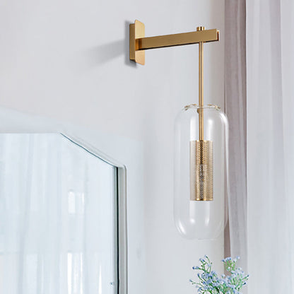 Strip Cylinder Iron Glass 1-Light Wall Sconce Lamp