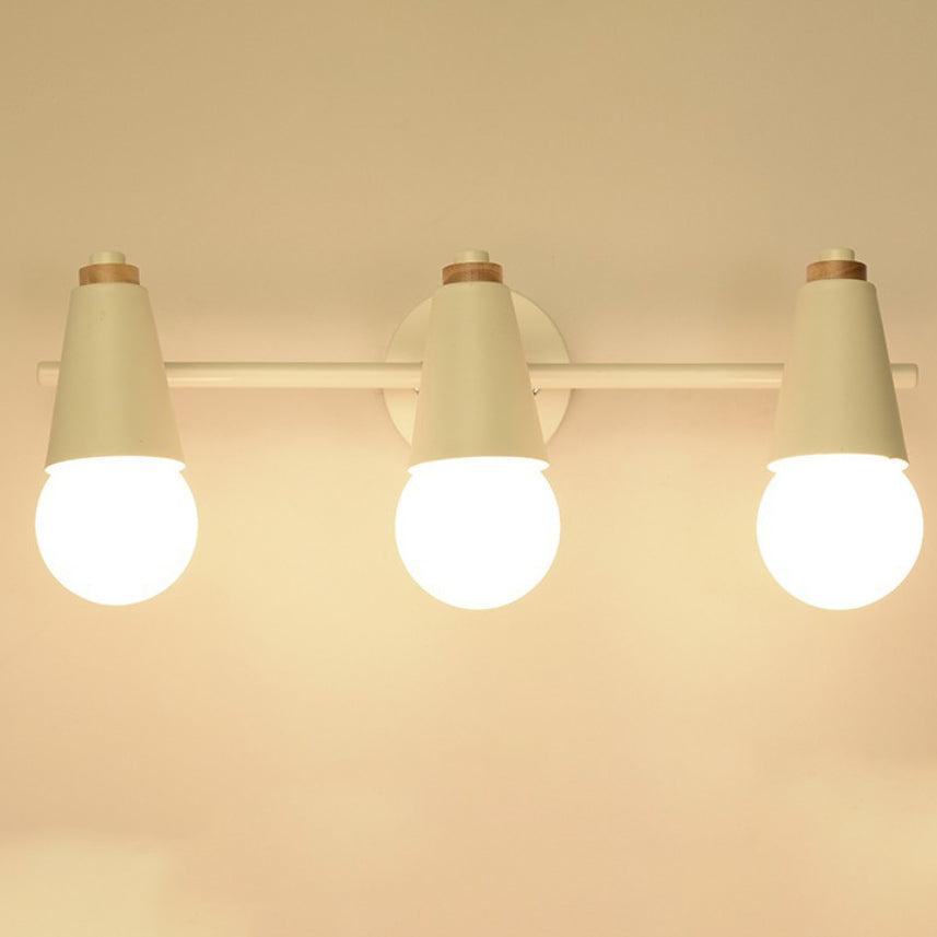 Simplicity Wood Iron Horn Cone 1/2/3 Light Wall Sconce Lamp